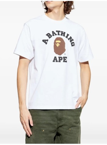 bape t-shirt mancollege tee m - 1l80110001 white 2