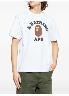 bape t-shirt mancollege tee m - 1l80110001 white