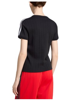 adidas originals top mujer pstripe ss tee - ks6784 black white gretwo
