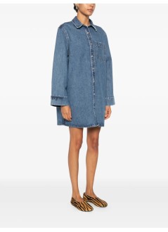 anine bing vestido mujer mary dress long sleeve - a0212259whd91 blue