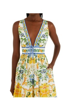 farm rio vestido mujer emily floral tapestry off-white midi dress - 355446 25185