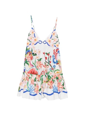 farm rio vestido mujer garden of life scarf off-white mini dress - 363351 25222
