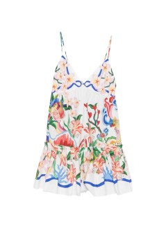 farm rio vestido mujer garden of life scarf off-white mini dress - 363351 25222