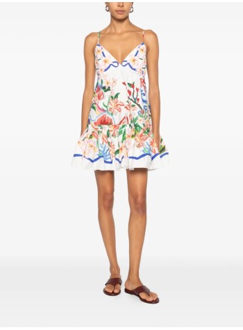 farm rio vestido mujer garden of life scarf off-white mini dress - 363351 25222 2