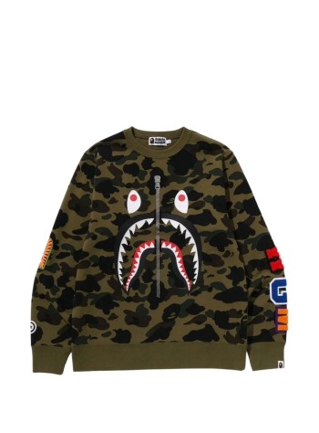 bape sweater man1st camo shark crewneck sweatshirt m - 1l80113011 green