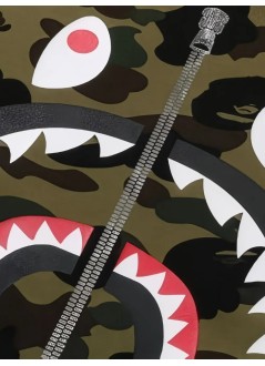 bape sweater man1st camo shark crewneck sweatshirt m - 1l80113011 green