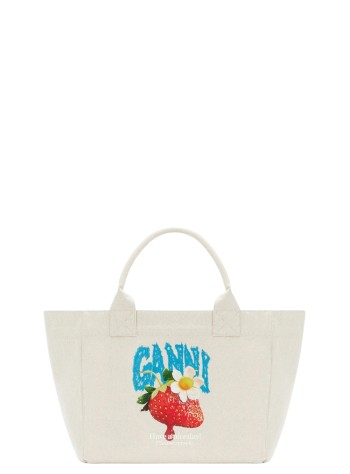 ganni handbag womanmedium trapeze shopper strawberry print - c2080012 zxv