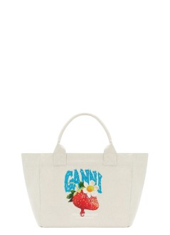 ganni handbag womanmedium trapeze shopper strawberry print - c2080012 zxv