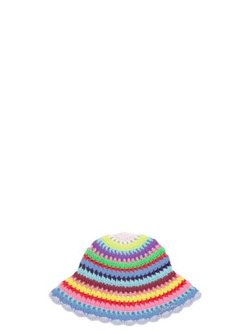 ganni cap womancrochet stripe bucket hat - b3020209 999