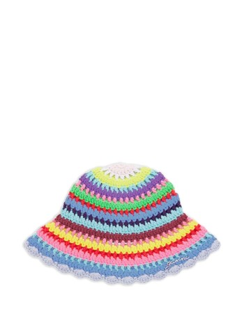 ganni cap womancrochet stripe bucket hat - b3020209 999 2