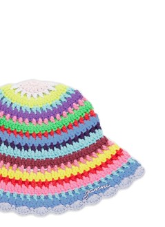 ganni cap womancrochet stripe bucket hat - b3020209 999