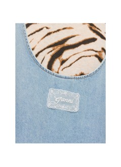 ganni dress womanlightweight denim frill mini dress - a1030531 565