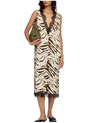 ganni dress womanprinted stretch satin v-neck midi dress - a1030663 135 2