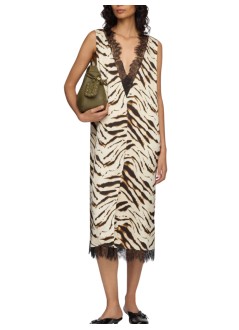 ganni dress womanprinted stretch satin v-neck midi dress - a1030663 135