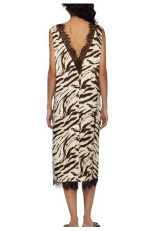 ganni dress womanprinted stretch satin v-neck midi dress - a1030663 135