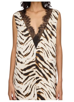ganni dress womanprinted stretch satin v-neck midi dress - a1030663 135