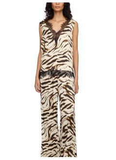ganni top womanprinted stretch satin v-neck lace slip top - a1040399 135