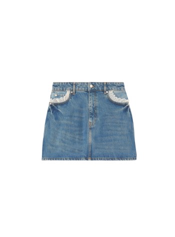 ganni skirt womanrigid denim lace mini skirt - a1090291 569
