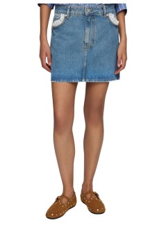 ganni skirt womanrigid denim lace mini skirt - a1090291 569