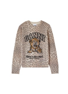 ganni knitwear womangraphic wool sweater tiger - a1150012 859