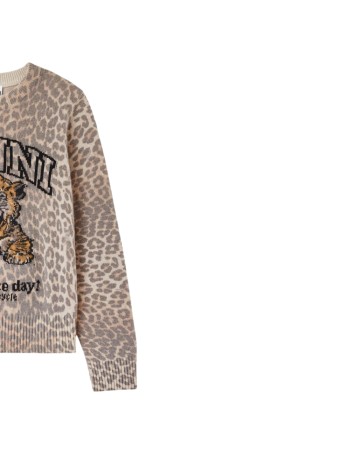 ganni knitwear womangraphic wool sweater tiger - a1150012 859 2