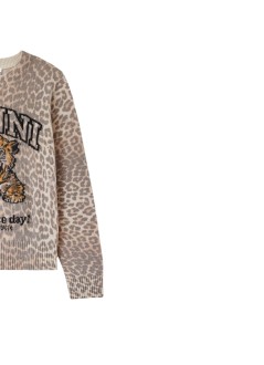 ganni knitwear womangraphic wool sweater tiger - a1150012 859