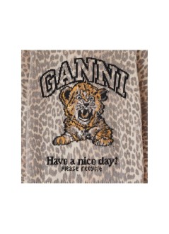 ganni knitwear womangraphic wool sweater tiger - a1150012 859