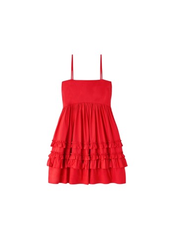 ganni vestido mujer cotton poplin mini strap frill dress - a1030705 474