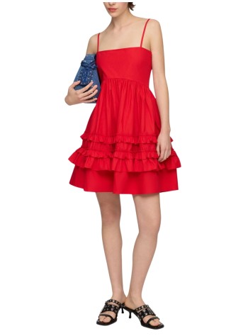 ganni vestido mujer cotton poplin mini strap frill dress - a1030705 474 2