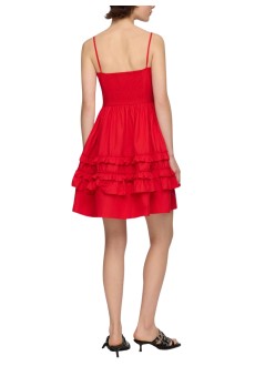 ganni dress womancotton poplin mini strap frill dress - a1030705 474