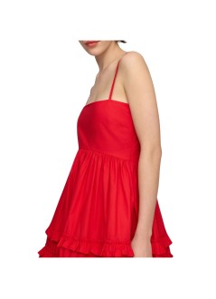ganni dress womancotton poplin mini strap frill dress - a1030705 474