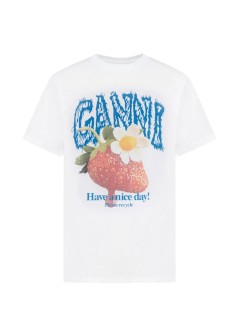 ganni top mujer basic cotton jersey strawberry - a1050201 151