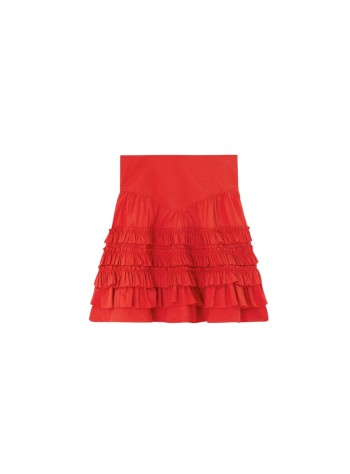 ganni falda mujer stretch cotton mini tiered frill skirt - a1090287 06p