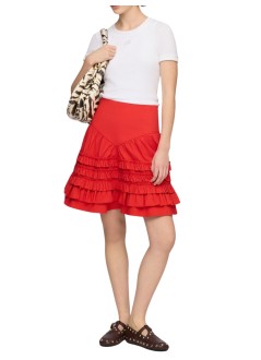 ganni skirt womanstretch cotton mini tiered frill skirt - a1090287 06p