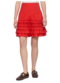 ganni skirt womanstretch cotton mini tiered frill skirt - a1090287 06p
