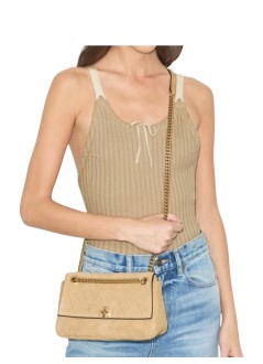 tory burch crossbody mujer charlie quilted suede small shoulder bag - 183355251 251