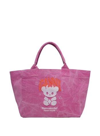 ganni handbag womanmedium trapeze shopper evil bear print - b2110086 09z