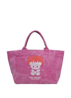ganni handbag womanmedium trapeze shopper evil bear print - b2110086 09z