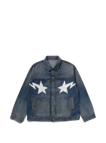 bape outerwear mancolor stone denim jacket m - 1l80140002 indigo