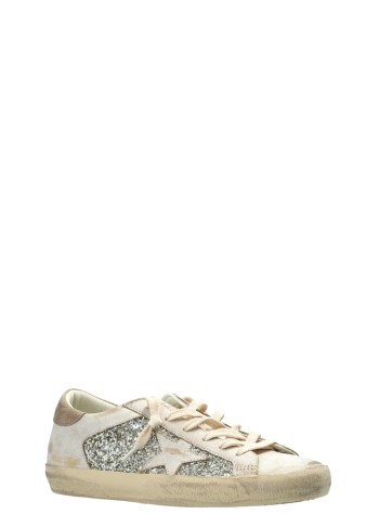 golden goose sneaker womansuper star glitter and leather upper leather star suede hee - gwf00103f008901 10931 2