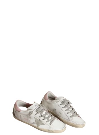 golden goose sneaker womansuper-star leather upper and heel suede star and spur cream - gwf00102f002569 10914 2