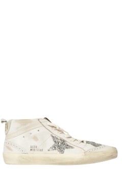 golden goose sneaker womanmid star leather upper and toe glitter tongue and star sued - gwf00122f008098 15647
