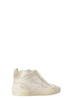 golden goose sneaker womanmid star leather upper and toe glitter tongue and star sued - gwf00122f008098 15647