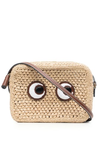 anya hindmarch crossbody mujer cross body eyes in raffia - 5050925168342 natural