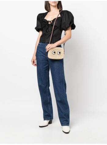 anya hindmarch crossbody mujer cross body eyes in raffia - 5050925168342 natural 2
