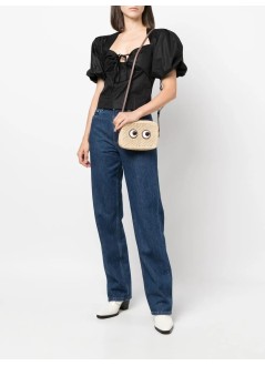 anya hindmarch crossbody mujer cross body eyes in raffia - 5050925168342 natural