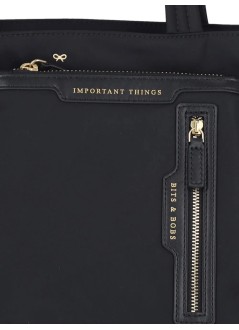 anya hindmarch handbag mujer multi pocket e/w tote mini in econyl® regenerated nylon - 5050925193474 black
