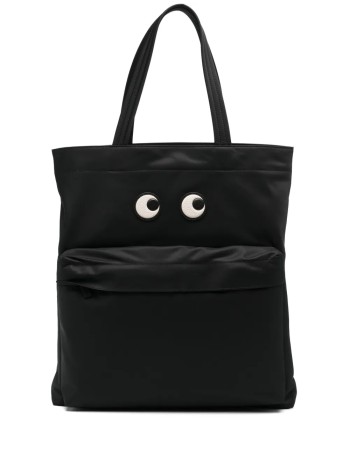 anya hindmarch crossbody mujer tote eyes in econyl® regenerated nylon - 5050925193580 black
