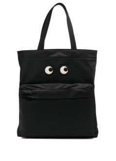 anya hindmarch crossbody mujer tote eyes in econyl® regenerated nylon - 5050925193580 black