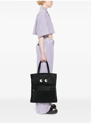 anya hindmarch crossbody mujer tote eyes in econyl® regenerated nylon - 5050925193580 black 2